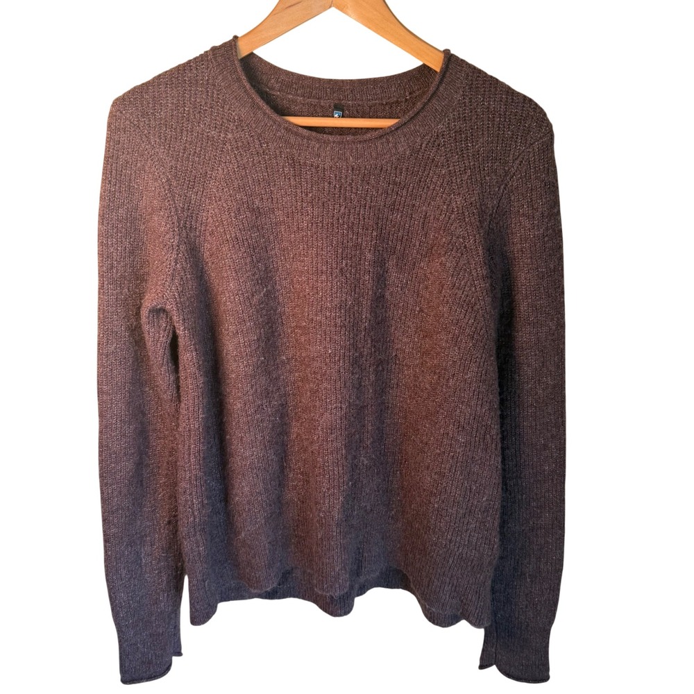 Kuhl Ribbed Wool Blend Sweater Mens‎ Large Burgundy Raglan Pullover Gorpcore